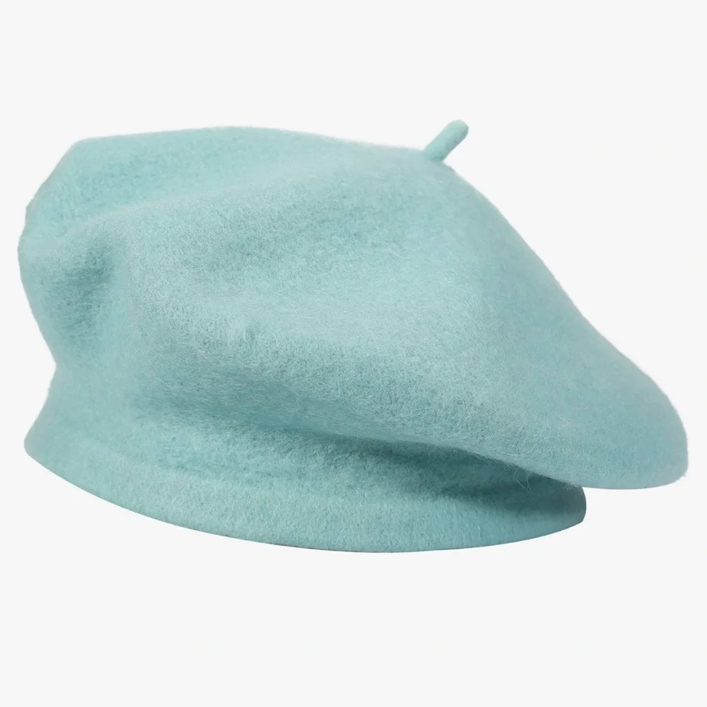Wool teal blue french beret - Picture 2 of 3